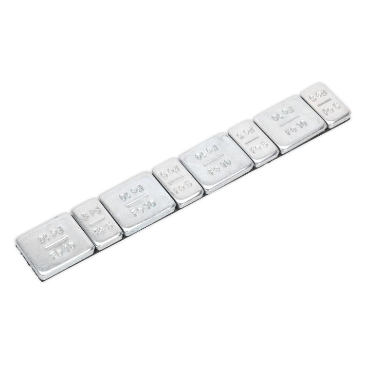Sealey Wheel Weight 5 & 10g Adhesive Zinc Plated Steel Strip of 8 (4 x Each Weight) - Pack of 100