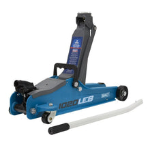Load image into Gallery viewer, Sealey Trolley Jack 2 Tonne Low Entry Short Chassis &amp; Accessories Bag Combo - Blue
