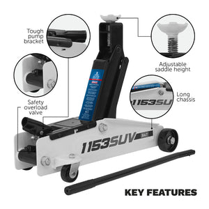 Sealey Long Reach High Lift SUV Trolley Jack 3 Tonne
