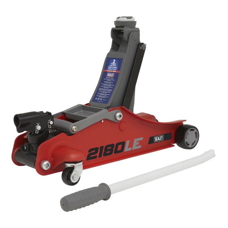 Sealey 180° Handle Trolley Jack 2 Tonne Low Profile Short Chassis - Red