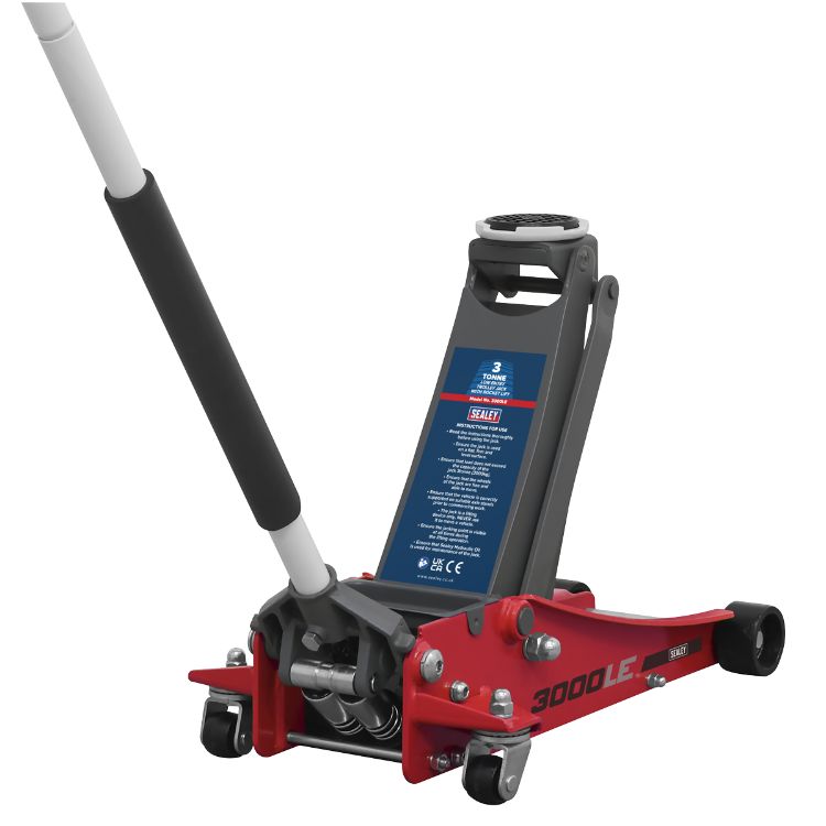 Sealey Trolley Jack 3 Tonne Low Profile Rocket Lift Red (85/500mm)