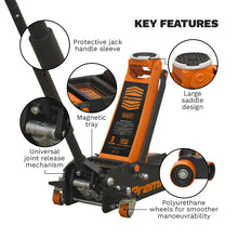 Load image into Gallery viewer, Sealey Trolley Jack 3 Tonne Low Profile Rocket Lift Orange
