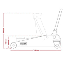 Load image into Gallery viewer, Sealey Trolley Jack 3 Tonne Low Profile Rocket Lift Orange

