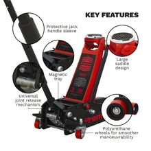 Load image into Gallery viewer, Sealey Trolley Jack 3 Tonne Low Profile Rocket Lift Red Low Entry (100/533mm)

