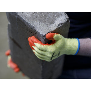 Sealey Super Grip Knitted Gloves Latex Palm Large - Pair