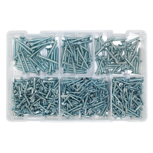 Sealey Self-Tapping Screw Assortment DIN 7982 510pc Countersunk Pozi Zinc