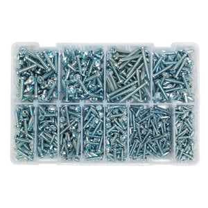 Sealey Self-Tapping Screw Assortment DIN 7981CZ 700pc Pan Head Pozi Zinc