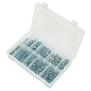 Sealey Self-Tapping Screw Assortment 600pc Countersunk Pozi Zinc