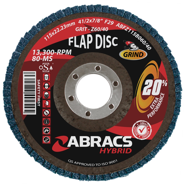 Abracs Hybrid Flap Disc 125mm x 22mm x 60/40Grit
