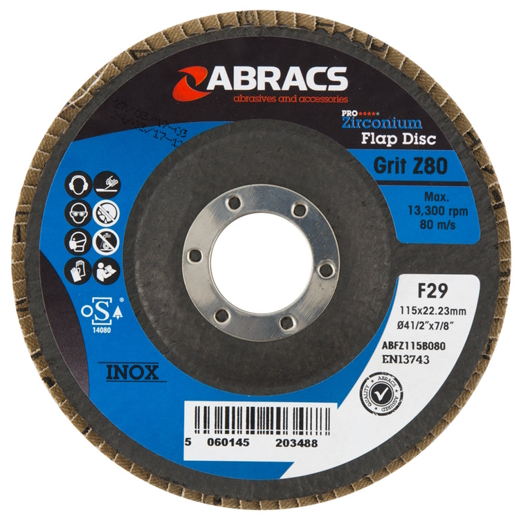 Abracs Zirconium Flap Disc 115mm x 80Grit