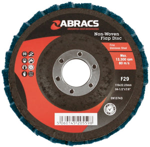 Abracs Non Woven Flap Disc 115mm Green (Fine)
