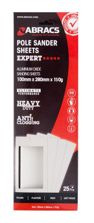 Abracs Pole Sander Sheet 100mm x 280mm x 150Grit - Pack 25