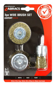 Abracs 3pc Spindle Mounted Wire Brush Set