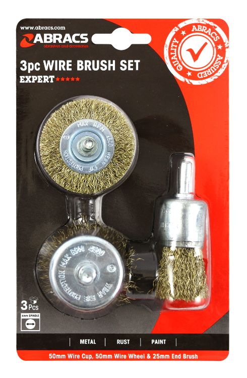 Abracs 3pc Spindle Mounted Wire Brush Set