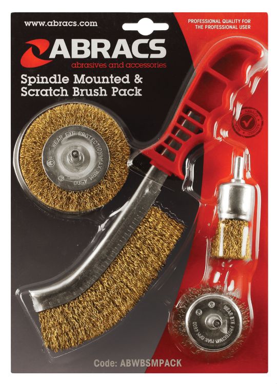 Abracs Spindle Mounted & Scratch Wire Brush pack Set - 4pcs