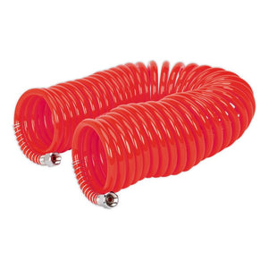 Sealey PU Coiled Air Hose 10M x 6mm - 1/4"BSP Unions