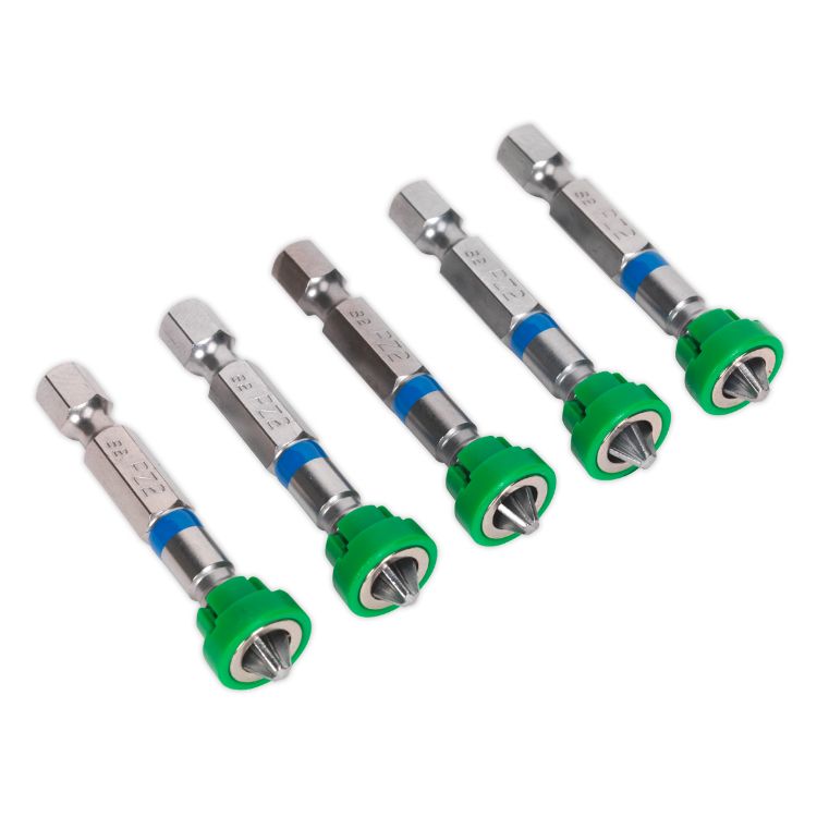 Sealey Power Tool Bit Pozi #2, Magnetic Holder S2 50mm - Pack of 5 (Premier)