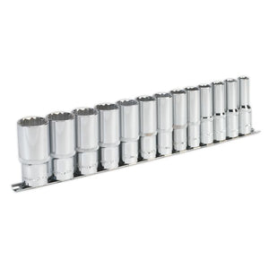 Sealey Socket Set 13pc 1/2" Drive 12pt Deep WallDrive Imperial (Premier)
