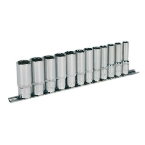 Sealey Socket Set 12pc 3/8" Drive 6pt Deep WallDrive Metric (Premier)