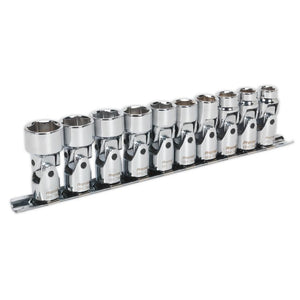 Sealey Universal Joint Socket Set 10pc 3/8" Drive 6pt WallDrive Metric (Premier)