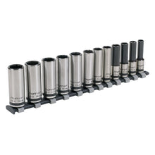 Load image into Gallery viewer, Sealey Socket Set 12pc 3/8&quot; Drive Deep Lock-On 6pt Metric - Black Series (Premier)
