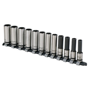 Sealey Socket Set 12pc 3/8" Drive Deep Lock-On 6pt Metric - Black Series (Premier)