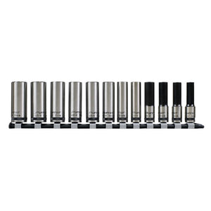 Sealey Socket Set 12pc 3/8" Drive Deep Lock-On 6pt Metric - Black Series (Premier)