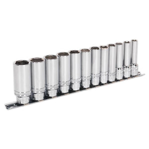 Sealey Socket Set 12pc 3/8" Drive Deep Lock-On 6pt Metric (Premier)