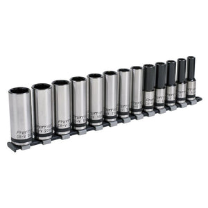 Sealey Socket Set 13pc 1/2" Drive Deep Lock-On 6pt Metric - Black Series (Premier)