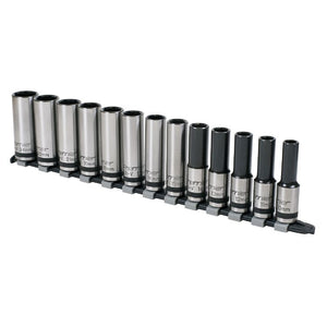 Sealey Socket Set 13pc 1/2" Drive Deep Lock-On 6pt Metric - Black Series (Premier)