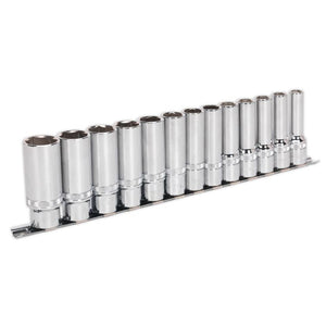 Sealey Socket Set 13pc 1/2" Drive Deep Lock-On 6pt Metric (Premier)