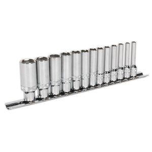 Sealey Socket Set 13pc 1/4" Drive Deep Lock-On 6pt Metric (Premier)