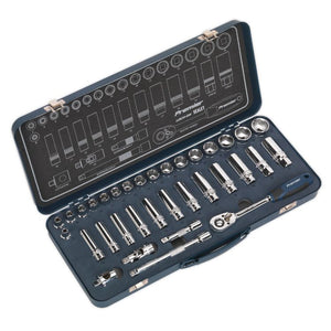 Sealey Socket Set 34pc 3/8" Drive Lock-On 6pt Metric (Premier)