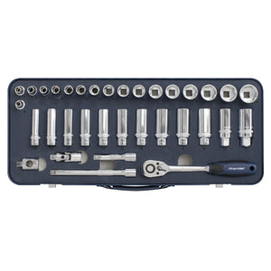 Sealey Socket Set 34pc 3/8" Drive Lock-On 6pt Metric (Premier)