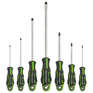 Sealey Screwdriver Set 7pc GripMAX - Slotted/Phillips - Hi-Vis Green (Premier)