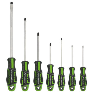 Sealey Screwdriver Set 7pc GripMAX - Slotted/Phillips - Hi-Vis Green (Premier)