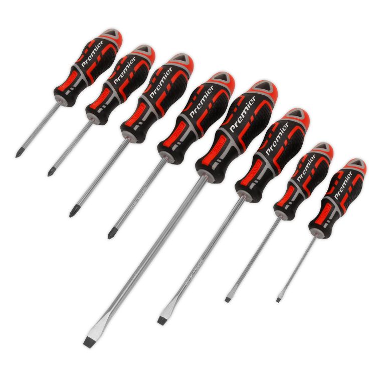 Sealey Screwdriver Set 8pc GripMAX - Red (Premier)
