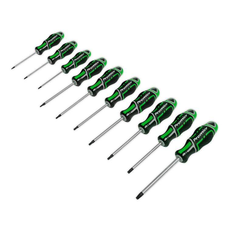 Sealey Screwdriver Set 10pc TRX-Star* GripMAX - Hi-Vis Green (Premier)