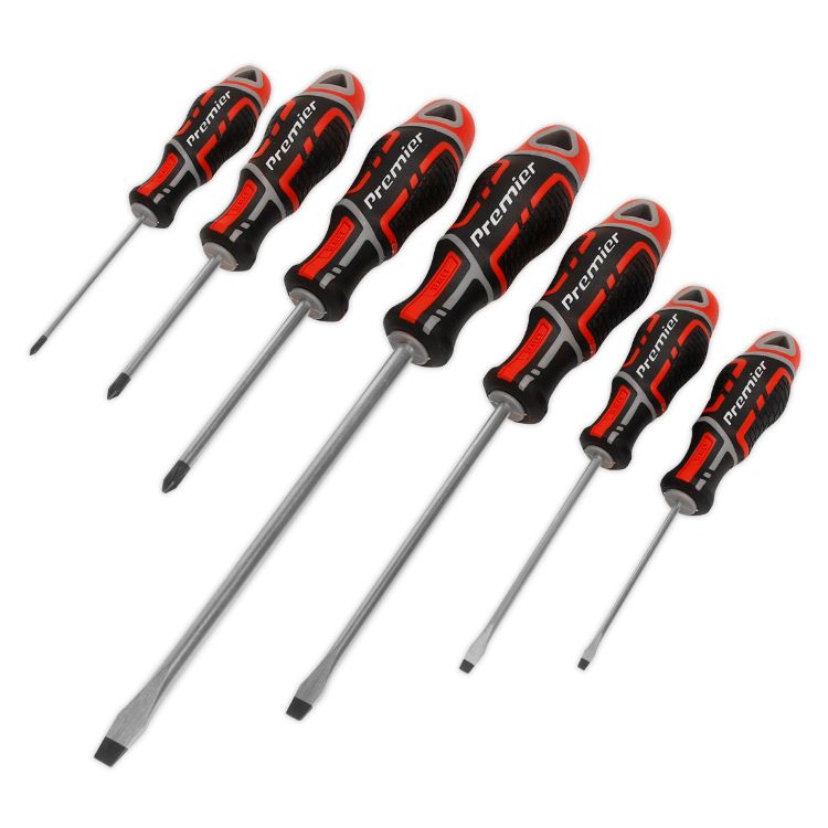 Sealey Screwdriver Set 7pc GripMAX - Slotted/Pozi - Red (Premier)