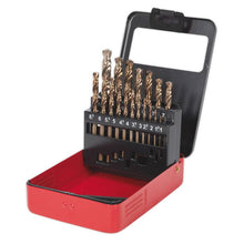 Load image into Gallery viewer, Sealey HSS Cobalt Split Point Fully Ground Drill Bit Set 19pc Metric
