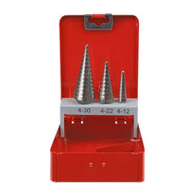 Load image into Gallery viewer, Sealey HSS M2 Step Drill Bit Set 3pc - Double Flute
