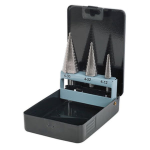 Sealey HSS 4341 Step Drill Bit Set 3pc Double Flute