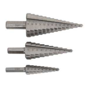 Sealey HSS 4341 Step Drill Bit Set 3pc Double Flute