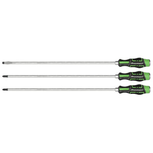 Sealey Extra-Long Hammer-Thru Screwdriver Set - Hi-Vis Green 450mm 3pc (Premier)