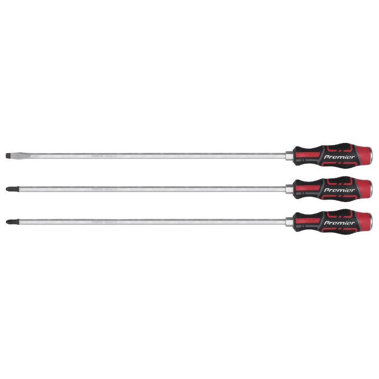 Sealey Screwdriver Set 3pc Hammer-Thru 450mm Soft Grip (Premier)