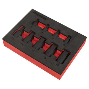 Sealey Low Profile Impact Hex Socket Bit Set 1/4" & 3/8" Sq Drive 9pc - Metric (Premier)
