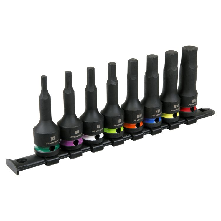 Sealey Hex Impact Socket Bit Set 8pc 1/2
