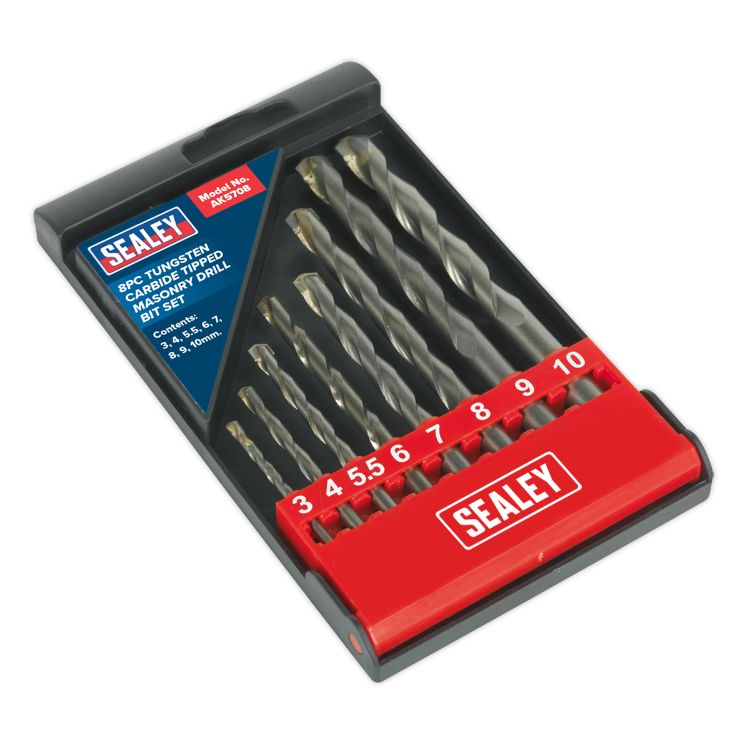Sealey Tungsten Carbide Tipped Masonry Drill Bit Set 8pc