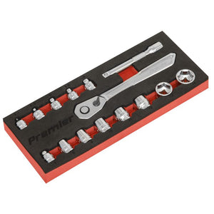 Sealey Low Profile Socket Set 15pc 1/4" Drive Metric - Platinum Series (Premier)