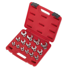 Load image into Gallery viewer, Sealey Crow&#39;s Foot Open-End Spanner Set 15pc 3/8&quot; Drive - Metric (Premier)
